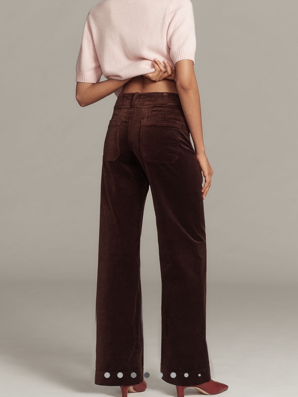 Anthropologie Colette Pants Maeve Full Length Wide Leg Velvet New 27 Brown